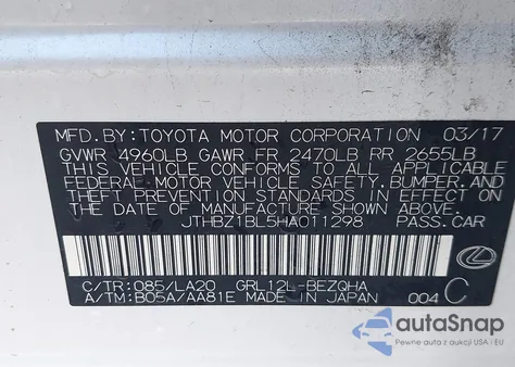 2017 Lexus Gs 350 from USA, damaged, VIN JTHBZ1BL5HA011298